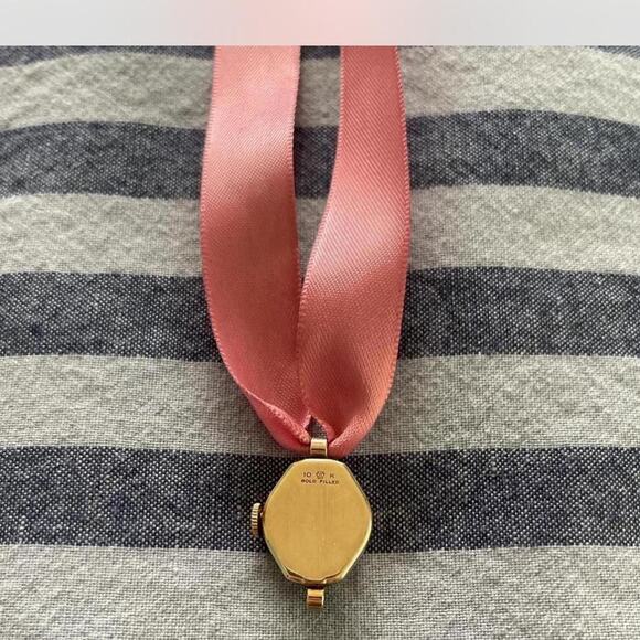 Reworked Vintage Hampden 10k Gold Filled Watch Silk Ribbon Choker - Picture 3 of 4